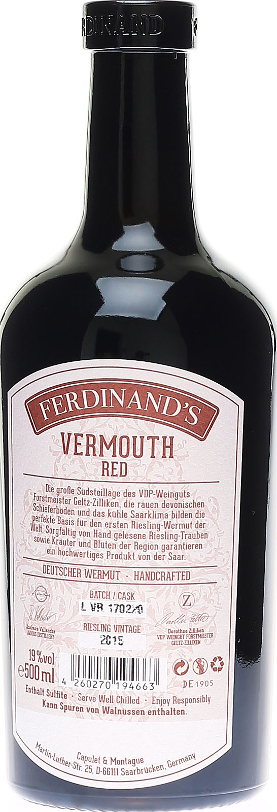 Deuts Vermouth, Ferdinand\'s hochwertiger Red aus Wermut