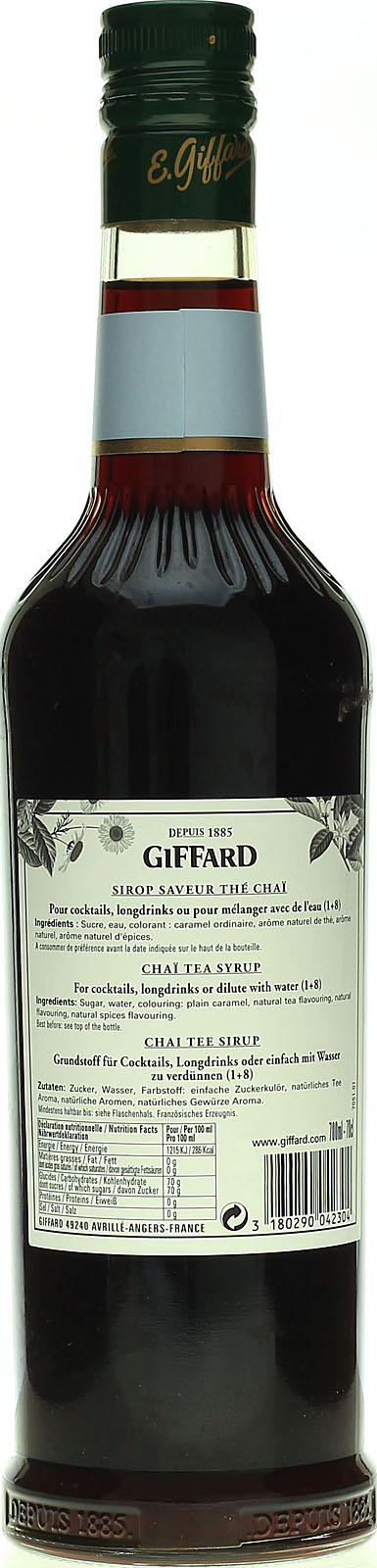 Giffard Chai (Thé chai) Sirup 0,7 Liter bei uns im Shop