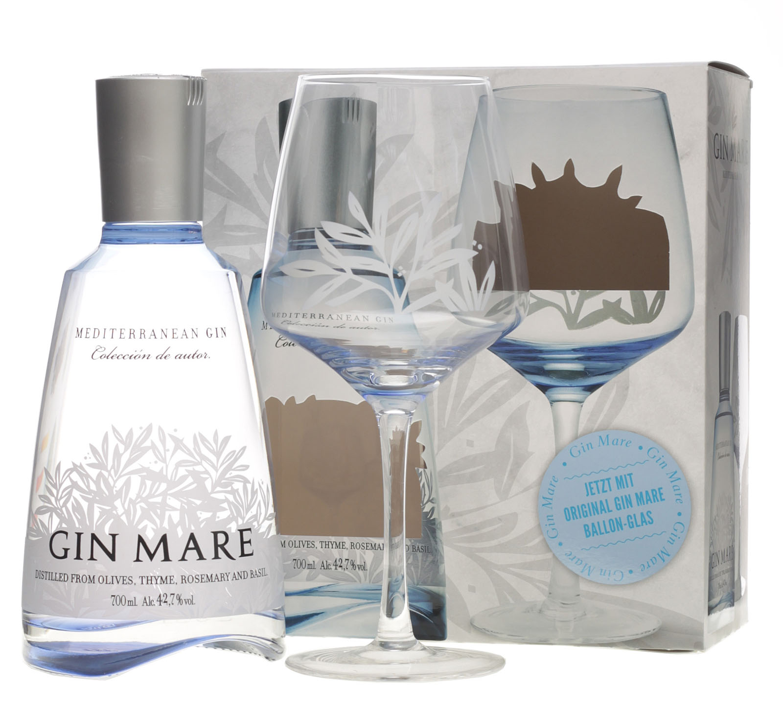 Gin Mare 0,7 Liter Geschenkset mit Glas, neu im Shop