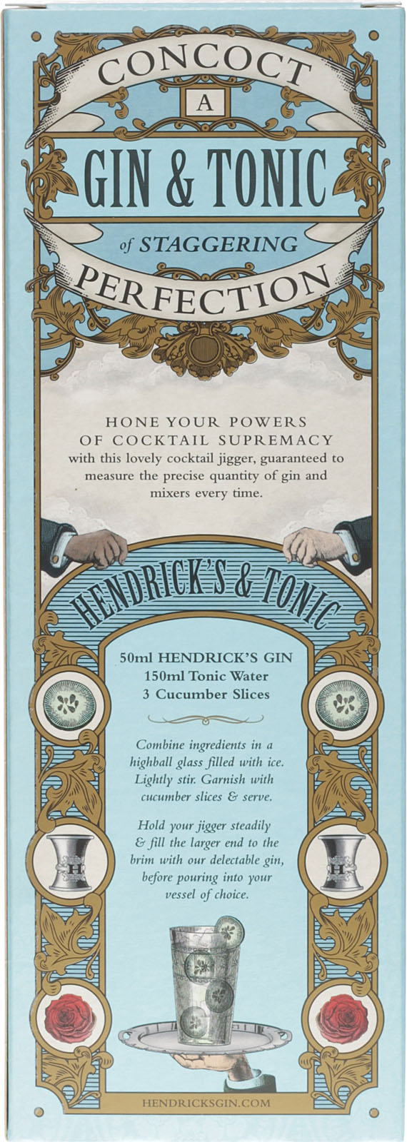 Hendricks Gin in einer Geschenkverpackung mit Jigger im