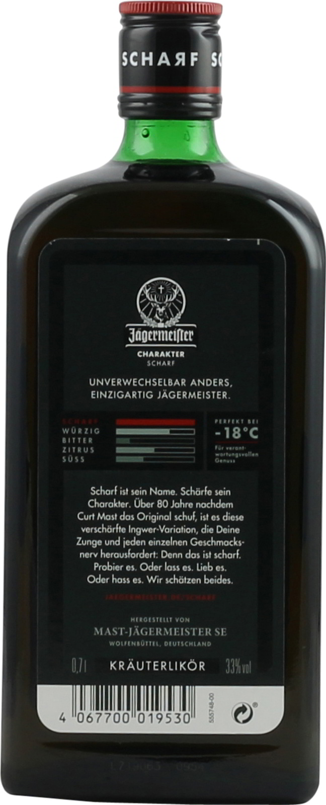 Jägermeister Scharf Hot Ginger 0,7L – Würziger Ingwer