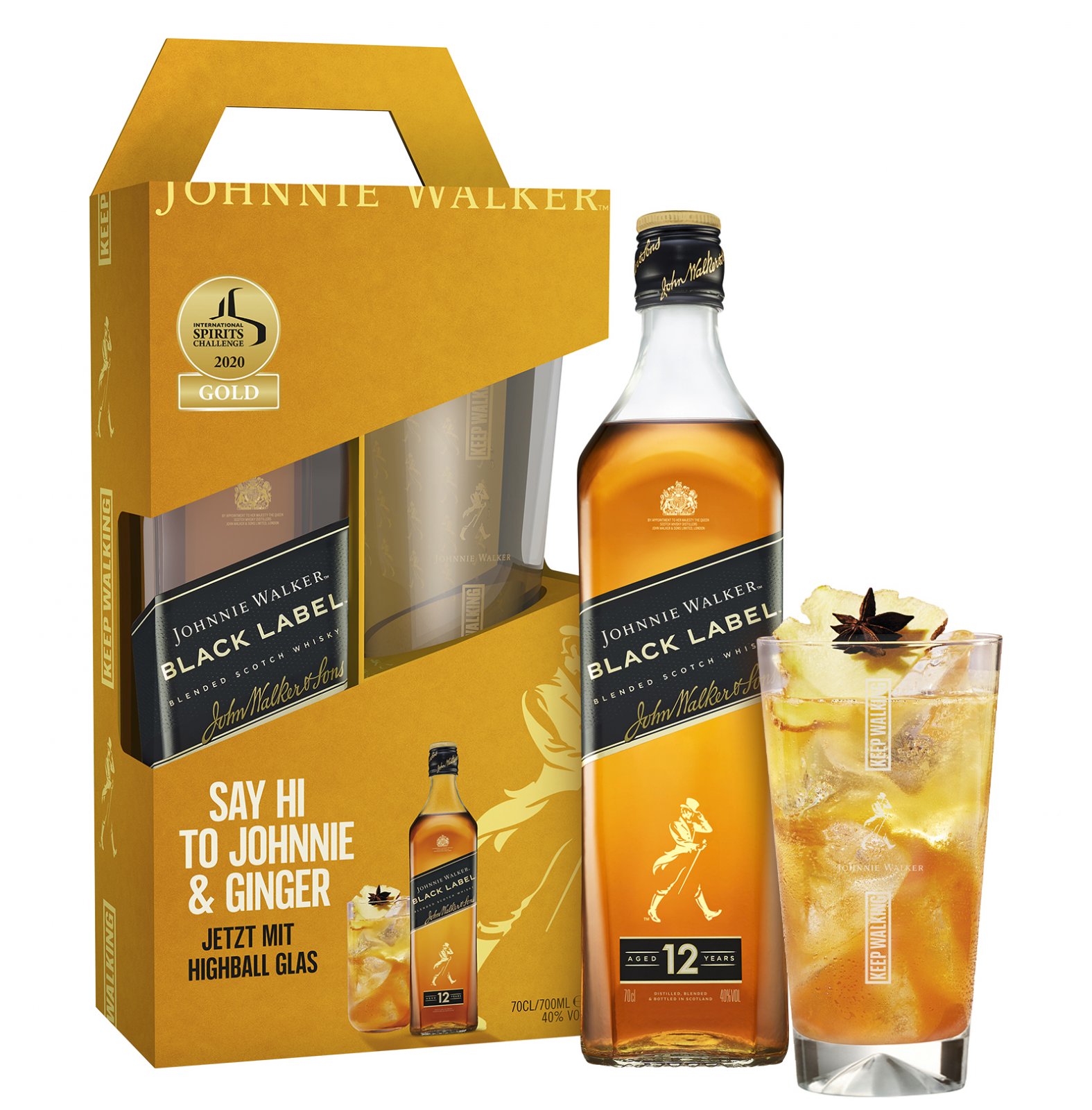Johnnie Walker Black Label Highball Glass 0 7 Liter 40 Vol Barfish Spirituosen Sirupe Likore Drinks Und