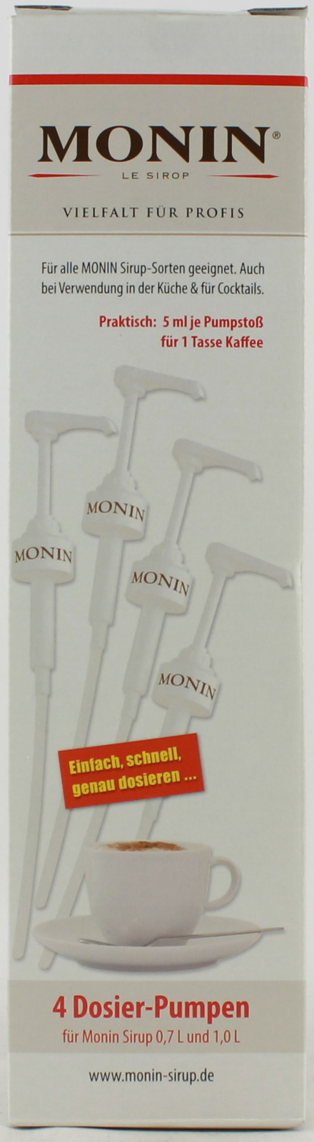 Monin Dosier-Pumpen für Monin Sirup 0,7 L und 1,0 Liter 4er Pack 