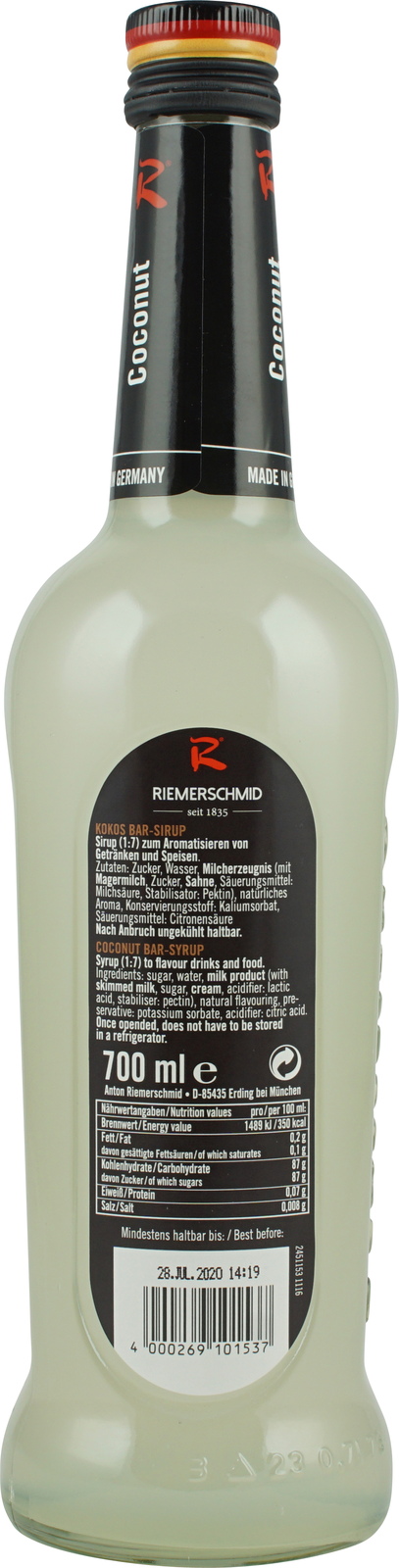 Riemerschmid Coconut (Kokos) Bar Sirup hier bei uns im