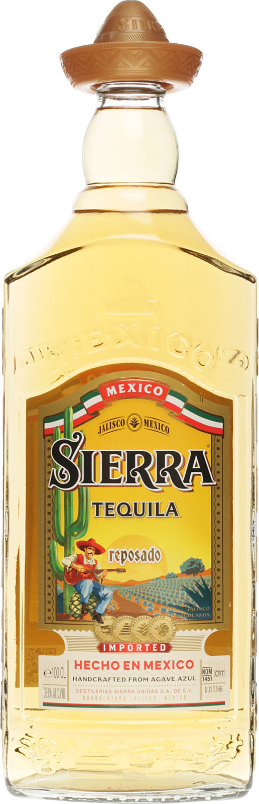 Liter Tequila aus Vol., Reposado M Tequila 38% 1 Sierra