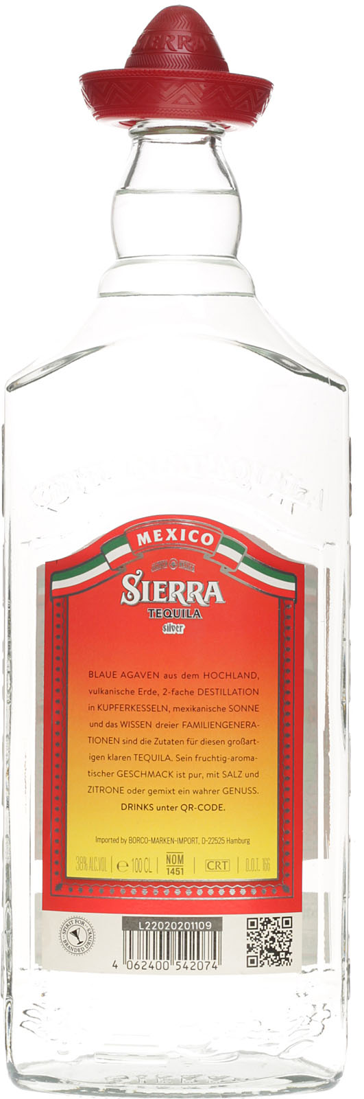 Sierra Silver Tequila 1 Liter 38% Vol. mit Salz und Zit